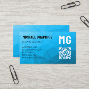 Tarjeta De Visita Código QR de patrón de malla geométrica con gradie