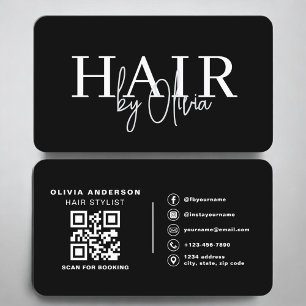 Tarjeta De Visita Código QR de peluquero contemporáneo limpio