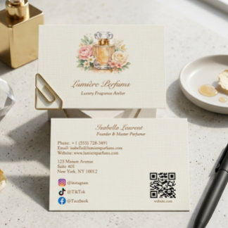 Tarjeta De Visita Código QR de Perfume de Acuarela Elegante para Red
