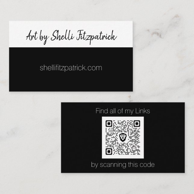 Tarjeta De Visita Código QR de Personalizado blanco y negro minimali (Anverso / Reverso)