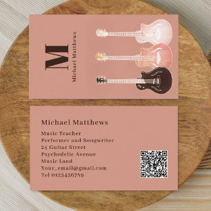 Tarjeta De Visita Código QR de Personalizado de guitarra profesional