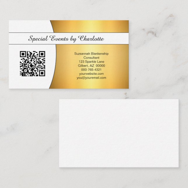 Tarjeta De Visita Código QR de Personalizado profesional Flal Gold (Anverso / Reverso)