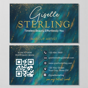 Tarjeta De Visita Código QR de Piedra Ópalo Verde