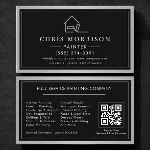 Tarjeta De Visita Código QR de Pintor de Casas Metálico Pintura