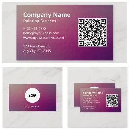 Tarjeta De Visita Código QR de Pintor Púrpura Minimalista