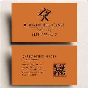 Tarjeta De Visita Código QR de pintor terracota pintura negra