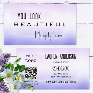 Tarjeta De Visita Código QR de pintura lila profesional Belleza