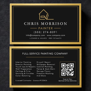 Tarjeta De Visita Código QR de pintura metálica dorada para pintor d