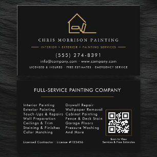 Tarjeta De Visita Código QR de pintura profesional de oro negro