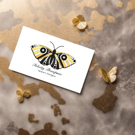 Tarjeta De Visita Código QR de Polillas Celestiales Místicas de Oro