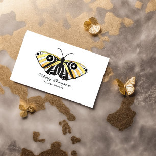 Tarjeta De Visita Código QR de Polillas Celestiales Místicas de Oro
