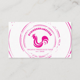 Tarjeta De Visita Código QR de pollo blanco rosa simple