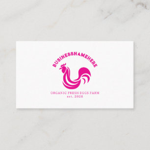 Tarjeta De Visita Código QR de pollo blanco rosa simple