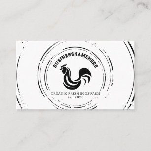 Tarjeta De Visita Código QR de pollo simple blanco y negro