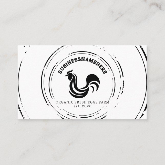 Tarjeta De Visita Código QR de pollo simple blanco y negro (Anverso)