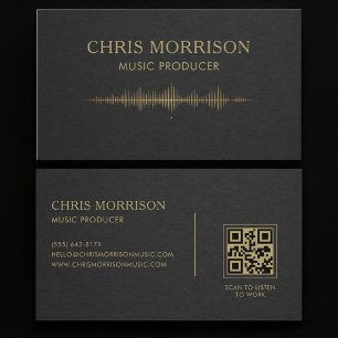 Tarjeta De Visita Código QR de productor musical Black Gold