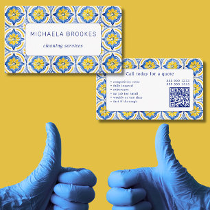 Tarjeta De Visita Código QR de profesional de servicios de limpieza