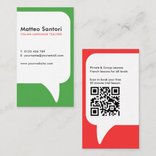 Tarjeta De Visita Código QR de profesor de lengua italiana