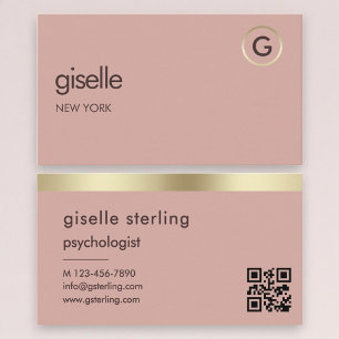 Tarjeta De Visita Código QR de Psicólogo Rosa Dorado