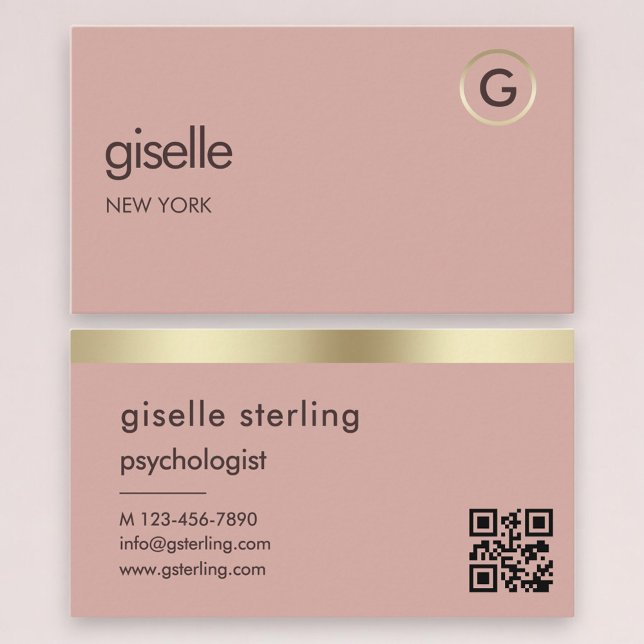 Tarjeta De Visita Código QR de Psicólogo Rosa Dorado (Subido por el creador)