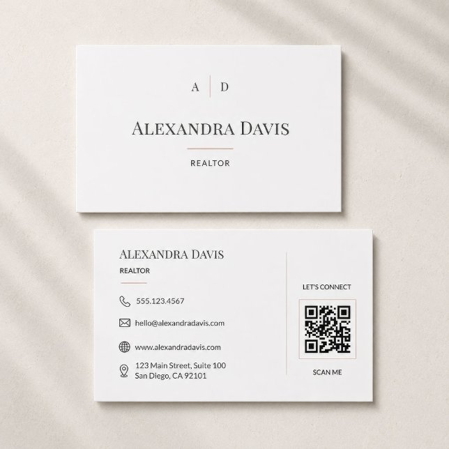 Tarjeta De Visita Código QR de Realtor Mínimo (Subido por el creador)