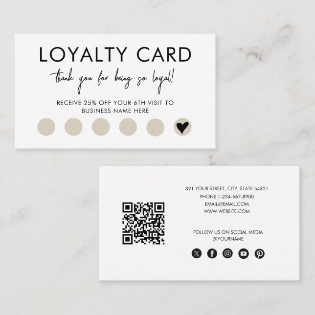 Tarjeta De Visita Código QR de recompensa de lealtad con descuento p (Anverso / Reverso)