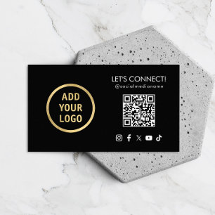 Tarjeta De Visita Código QR de Redes Sociales Agrega tu Logotipo Neg