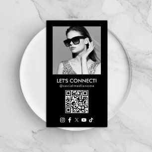 Tarjeta De Visita Código QR de redes sociales Agregar foto Vertical 