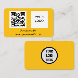 Tarjeta De Visita Código QR de redes sociales Amarillo Profesional M