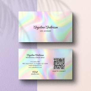 Tarjeta De Visita Código QR de Redes Sociales con letra elegante hol