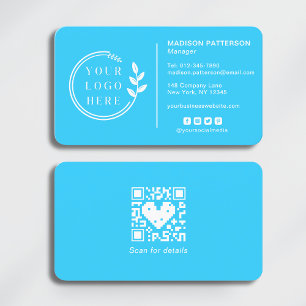 Tarjeta De Visita Código QR de redes sociales con logotipo corporati