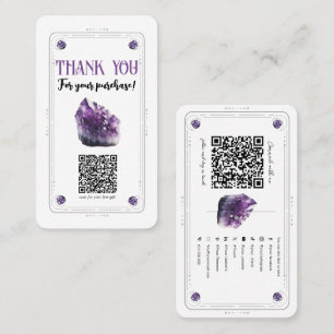 Tarjeta De Visita Código QR de redes sociales de cristal de amatista