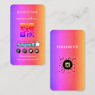 Tarjeta De Visita código QR de redes sociales de cuero