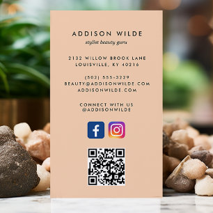 Tarjeta De Visita Código QR de redes sociales de melocotón suave par