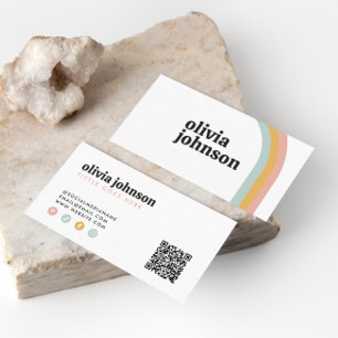 Tarjeta De Visita Código Qr de Redes Sociales de Olas Coloridas Arco