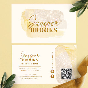 Tarjeta De Visita Código QR de redes sociales de oro mate con brillo