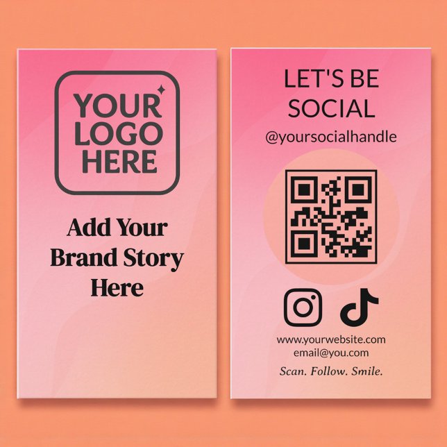 Tarjeta De Visita Código QR de redes sociales Let's Connect (Subido por el creador)