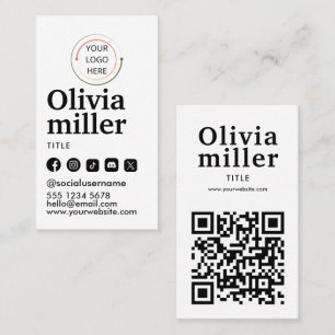 Tarjeta De Visita Código QR de Redes Sociales Modernas Retrato Min