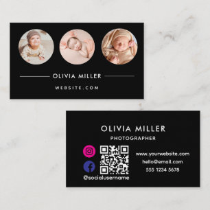 Tarjeta De Visita Código QR de Redes Sociales Modernas   Retrato Min