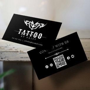 Tarjeta De Visita Código QR de redes sociales para artista de tatuaj