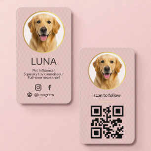 Tarjeta De Visita Código QR de redes sociales para foto de perro ros