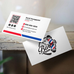 Tarjeta De Visita Código QR de redes sociales para salón de Barbería