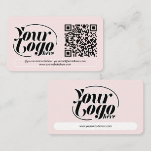 Tarjeta De Visita Código QR de Redes Sociales Rosa Profesional de Ma