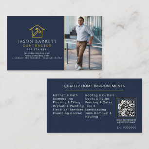 Tarjeta De Visita Código QR de remodelación de contratista de foto d