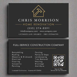 Tarjeta De Visita Código QR de reparación de renovación de hogar de 