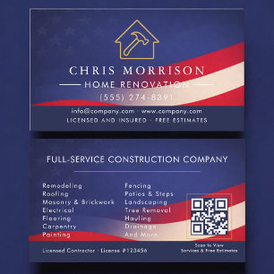 Tarjeta De Visita Código QR de reparación de renovación de hogar pat