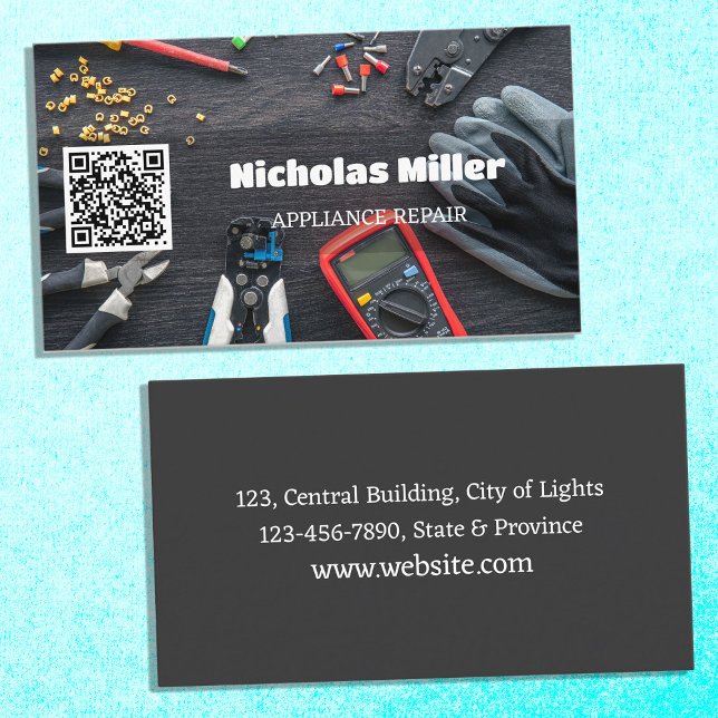 Tarjeta De Visita Código QR de reparación del equipo (Appliance Repair Cards)