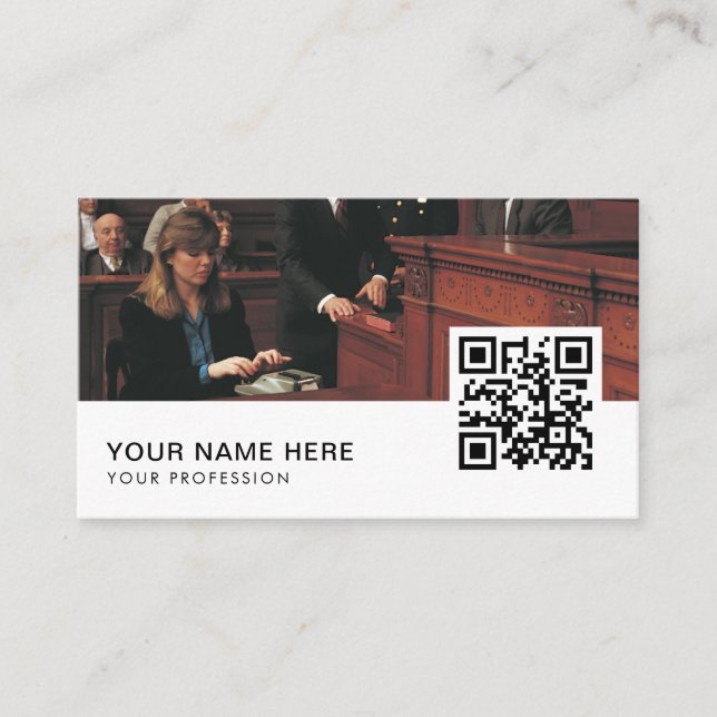 Tarjeta De Visita código QR de reportero judicial (Anverso)