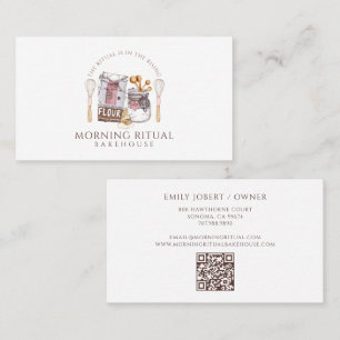 Tarjeta De Visita Código QR de repostero de acuarela artesanal para 