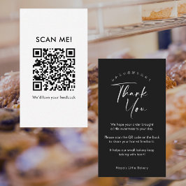 Tarjeta De Visita Código QR de reseña con letra negra minimalista
